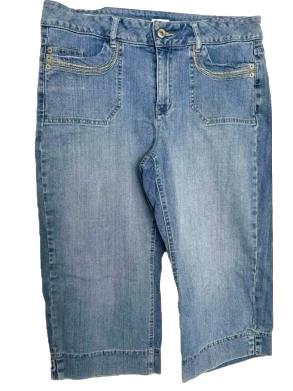 Liz & Co. Vintage Denim Pocket Capri Jeans Mid Rise Light Wash Women's Size 10